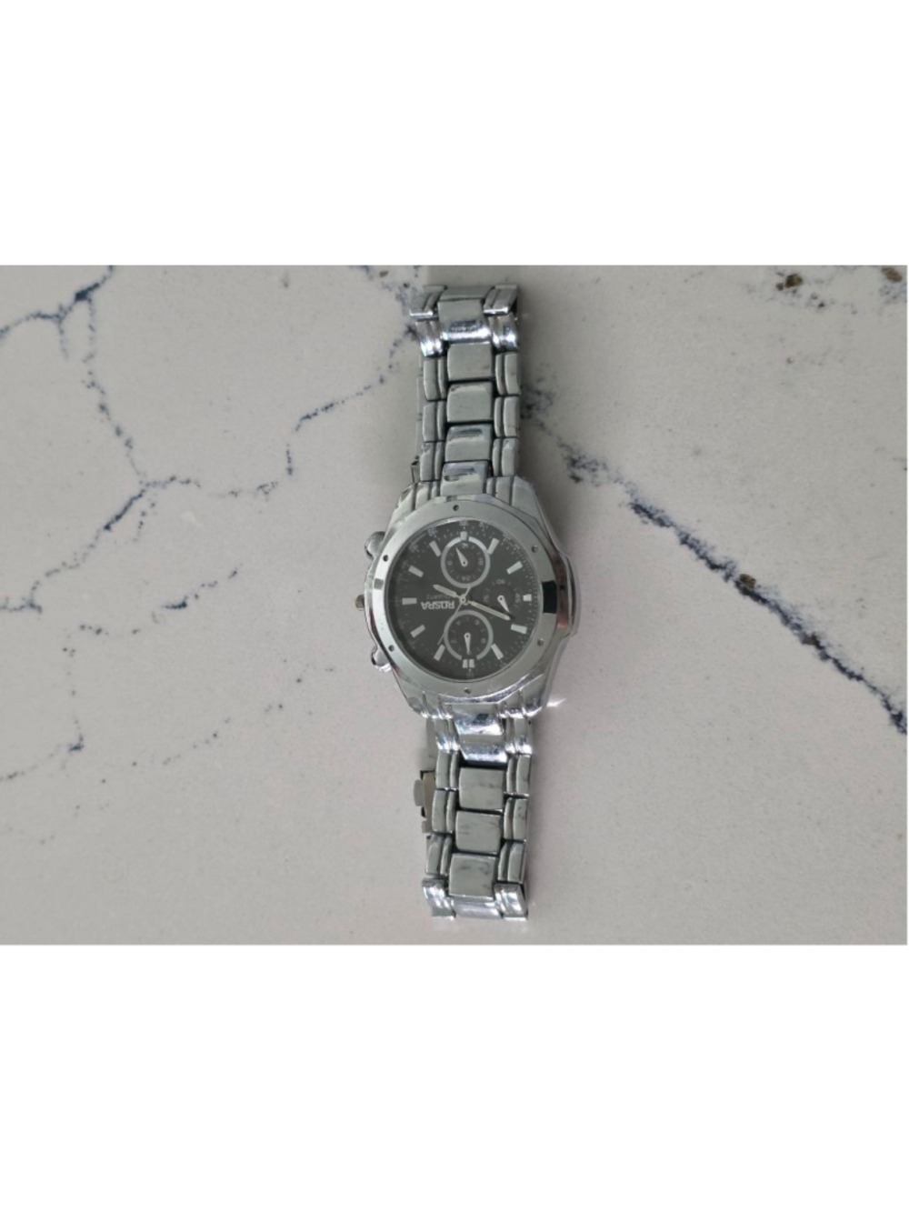 Men's ROSRA Silver & Black Quartz Chronograph Watch, One Size